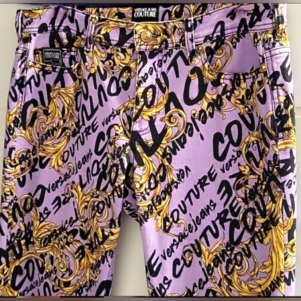 Versace Jeans Couture Baroque Monogram Pants (Size 8)